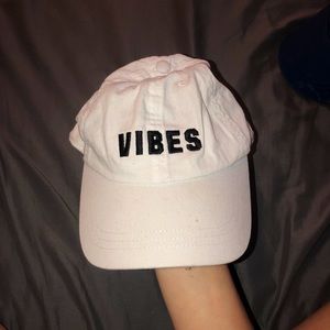 Pink white “vibes” hat